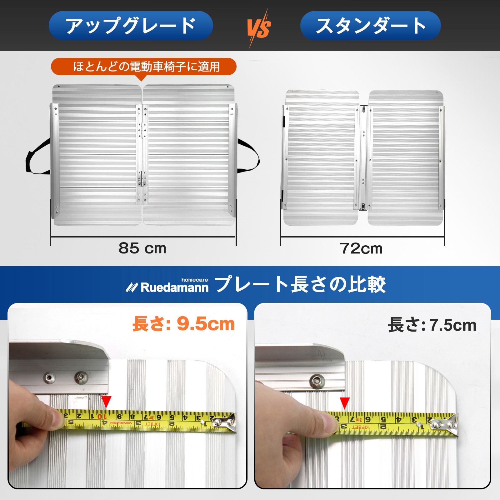 MR607X-4S 折りたたみ式アルミ製車椅子スロープ Ruedamann 全長1270mm