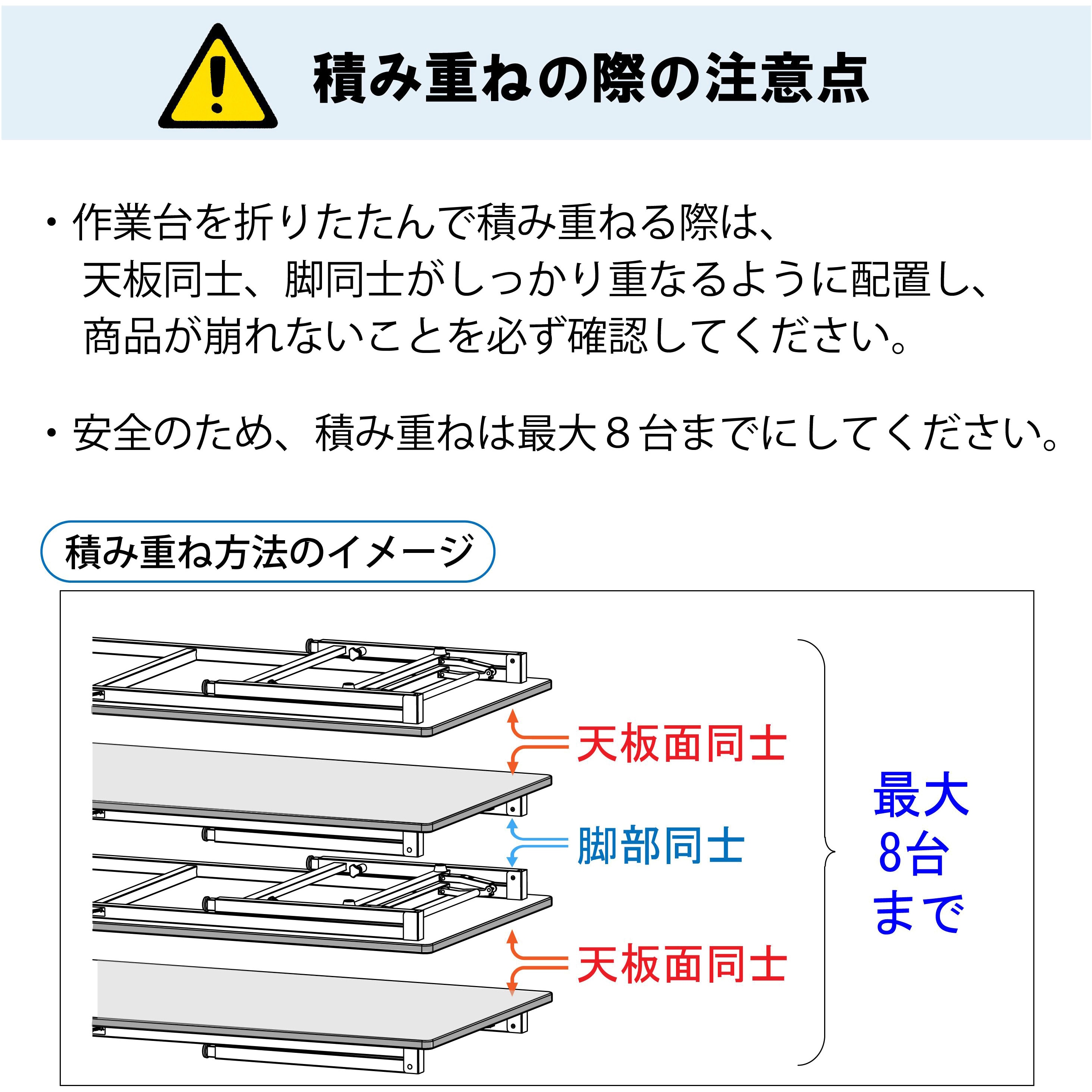 STP-1260-MI 軽量作業台/耐荷重200kg_折りたたみ固定式H740_