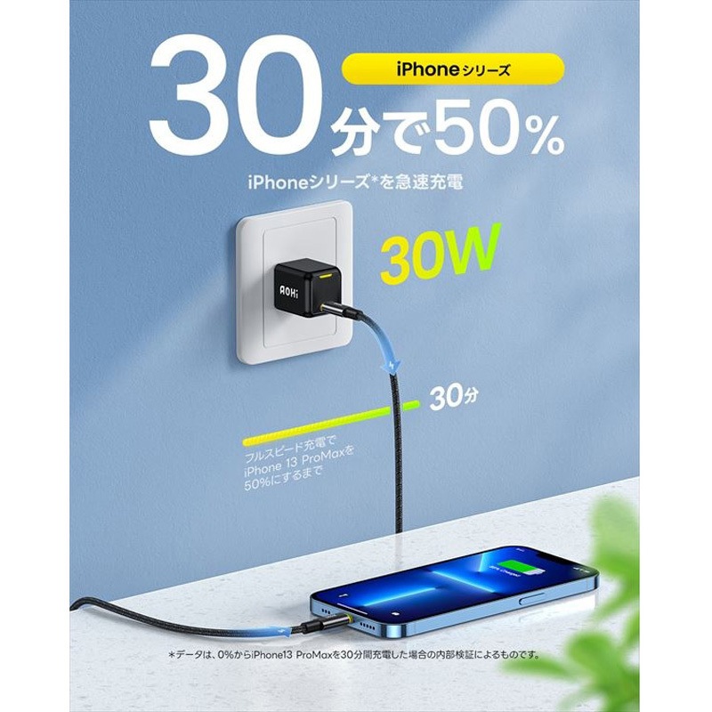 EN-MC30BL1 ミニ急速充電器 30W USB PD パワーデリバリー AC充電器