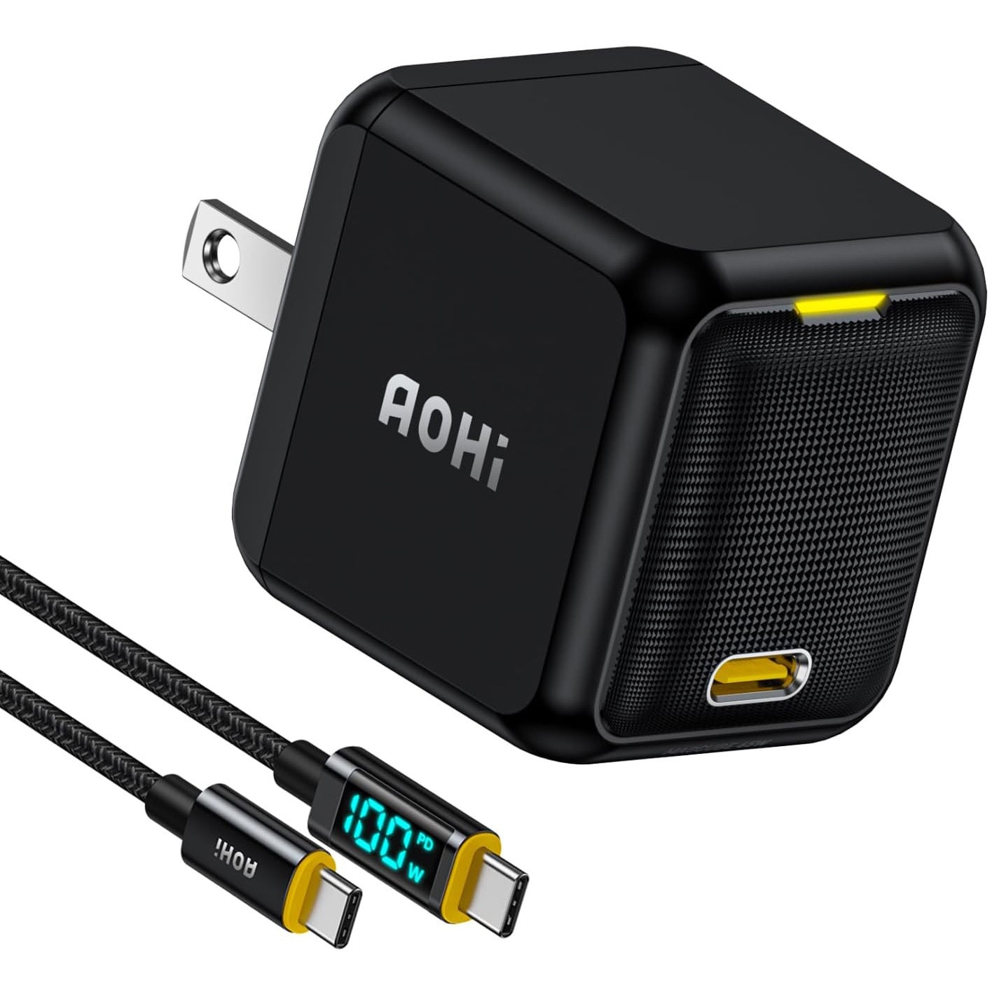 EN-MC65BL2 ミニ急速充電器 65W LEDディスプレイケーブル付き USB PD