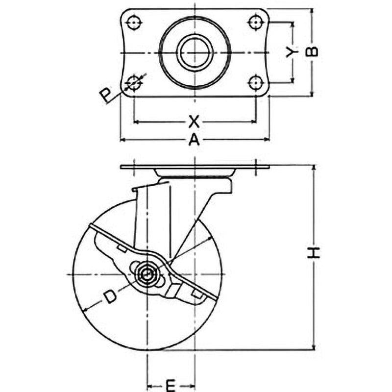 315E-N100 ステンレス 315E自在車(ナイロン一体車輪) ストッパー 315E-N100 ステンレス 315E自在車(ナイロン一体車輪) ストッパー