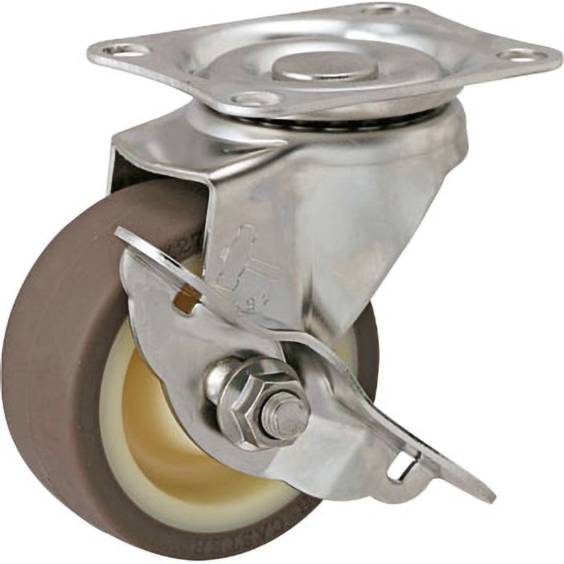 ■TRUSCO ナイロンキャスター ステンレス金具 自在ストッパー付 Φ150 TYSNJ150S(2781867) 315S-UB65 ステンレス 315S自在車(ナイロンホイール・ウレタン(B入)車