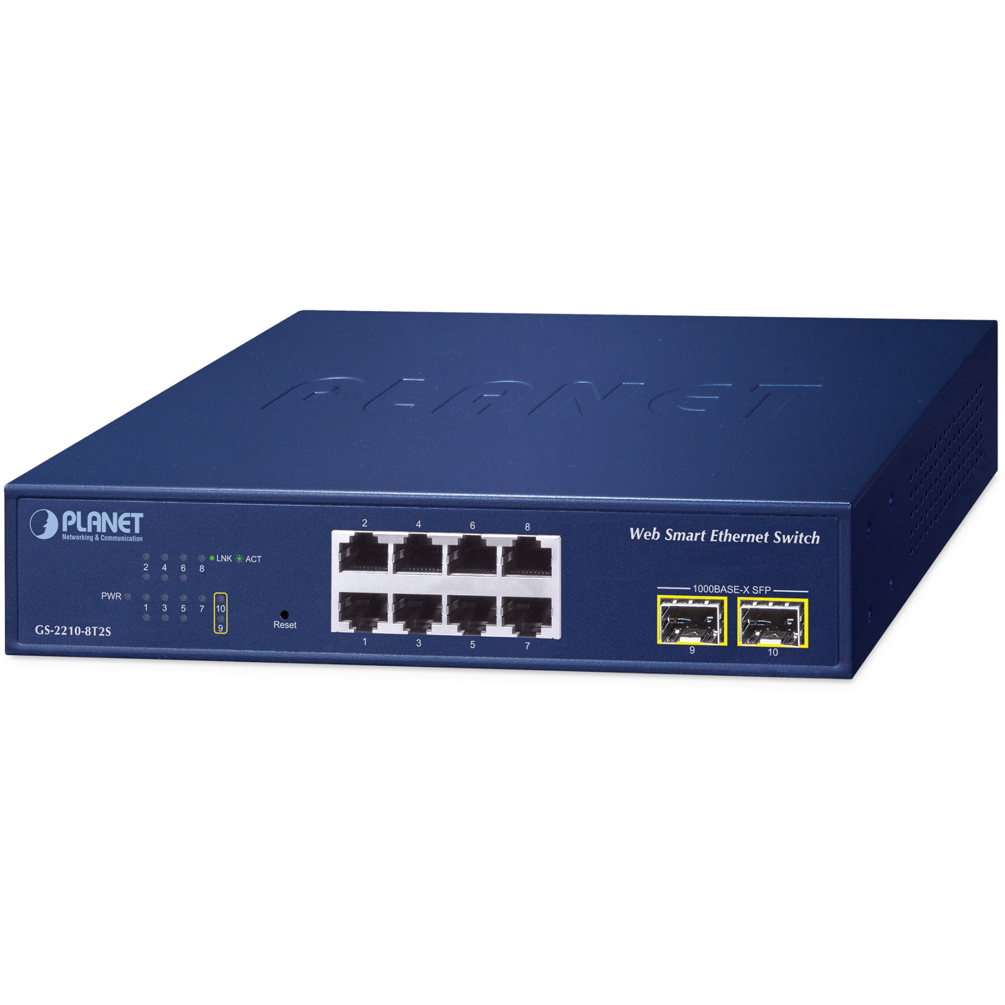 GS-2210-8T2S Webスマートイーサネットスイッチングハブ 8ポート1000T 2ポート1000X SFP 電源内蔵 1台 PLANET Technology 【通販モノタロウ】