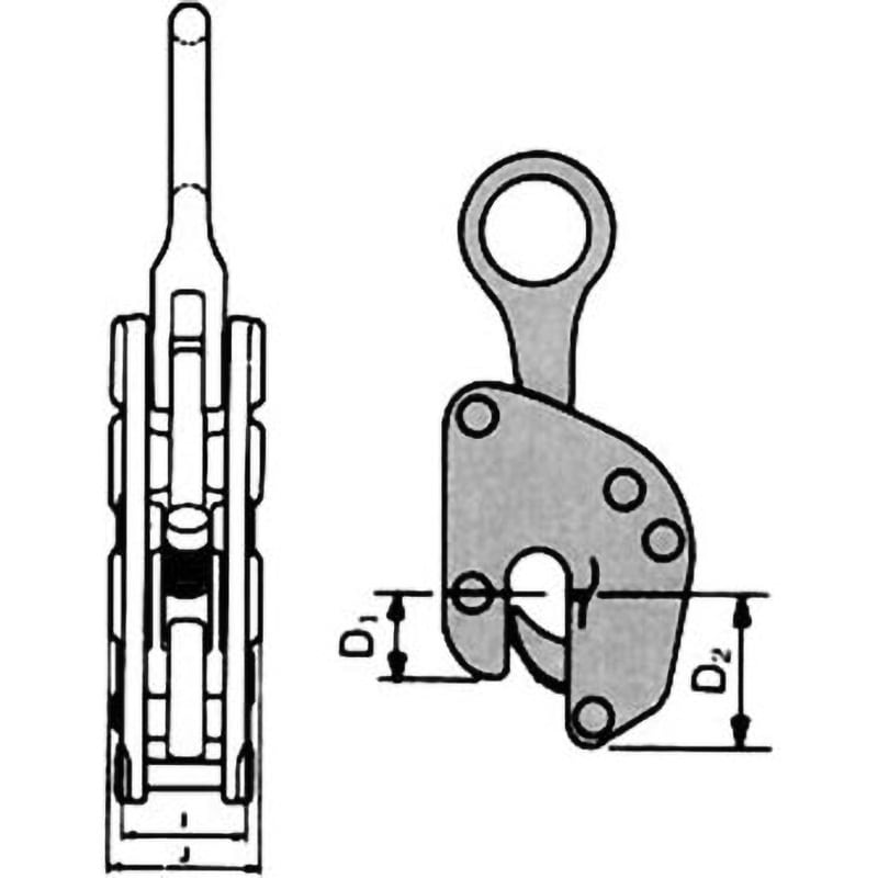 V-25 1T-N 竪吊クランプ (ワンタッチ安全ロック式) 三木ネツレン 荷重1t クランプ範囲0～25mm - 【通販モノタロウ】