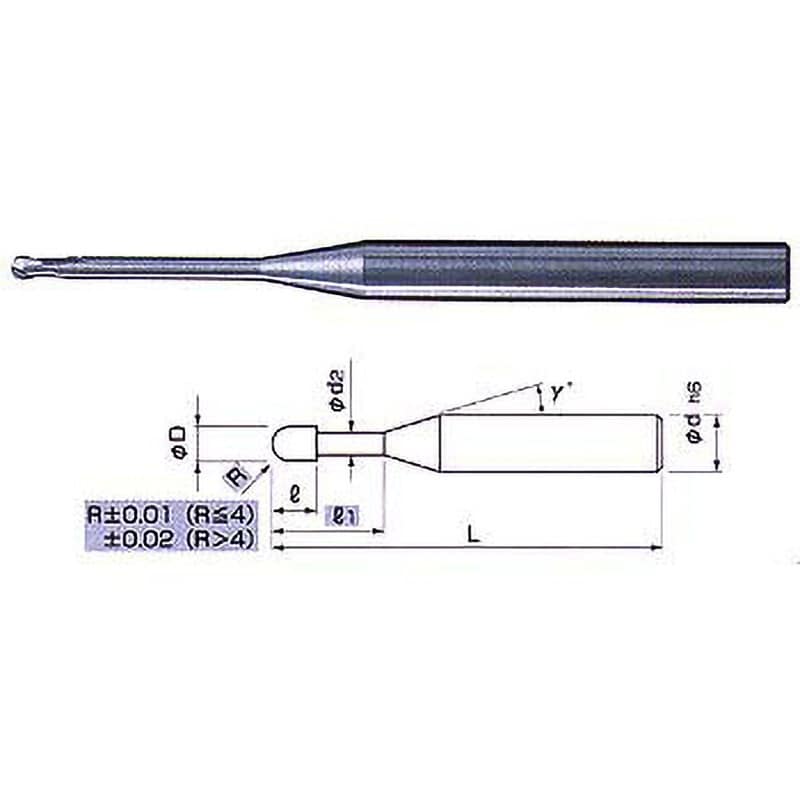 NHB-2 0.4×6 ロングネックボールエンドミル(深リブ用) 1本 日進工具(NS