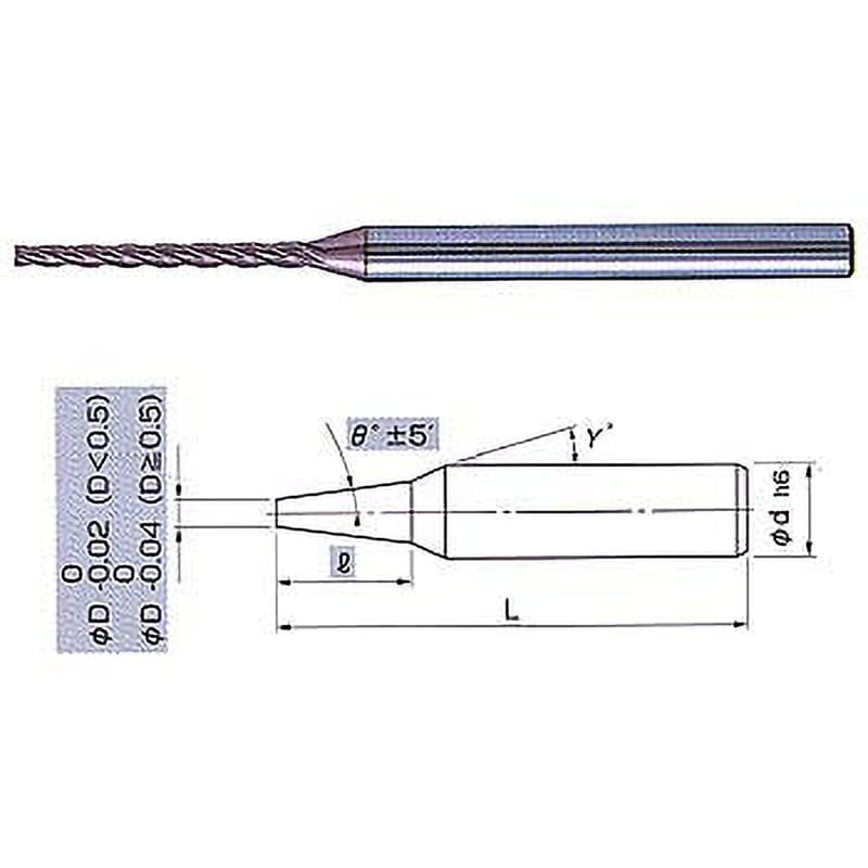 日進工具 無限コーティング 深リブ用テーパーエンドミル MRT425 D2.5X1