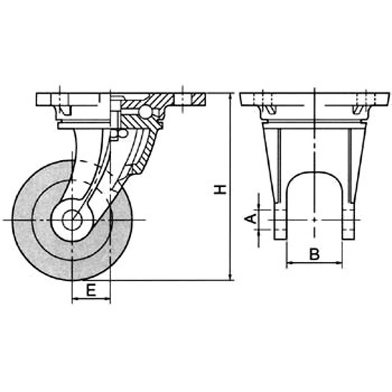 150×65TBR ULB 鋳物キャスター(幅広タイプ) TBR 東正車輛 ウレタン車輪 自在 ダクタイル鋳鉄仕上 許容荷重590kg 車輪径150mm