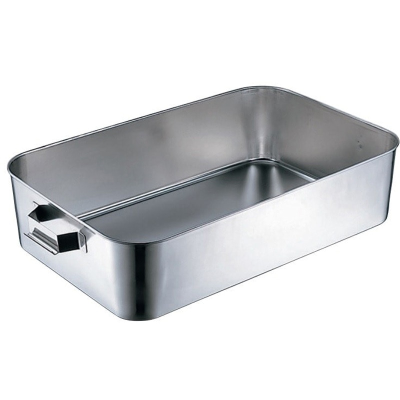 SH-6038-4KH 18-8給食バット・固定ハンドル付 SUGICO(スギコ) 外寸610×388×H100mm  SH-6038-4KH