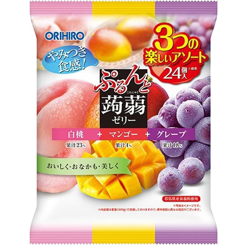 オリヒロ 蒟蒻ゼリーパウチ 白桃マンゴーグレープ 480gx12 1セット(480g×12個) オリヒロ 【通販モノタロウ】