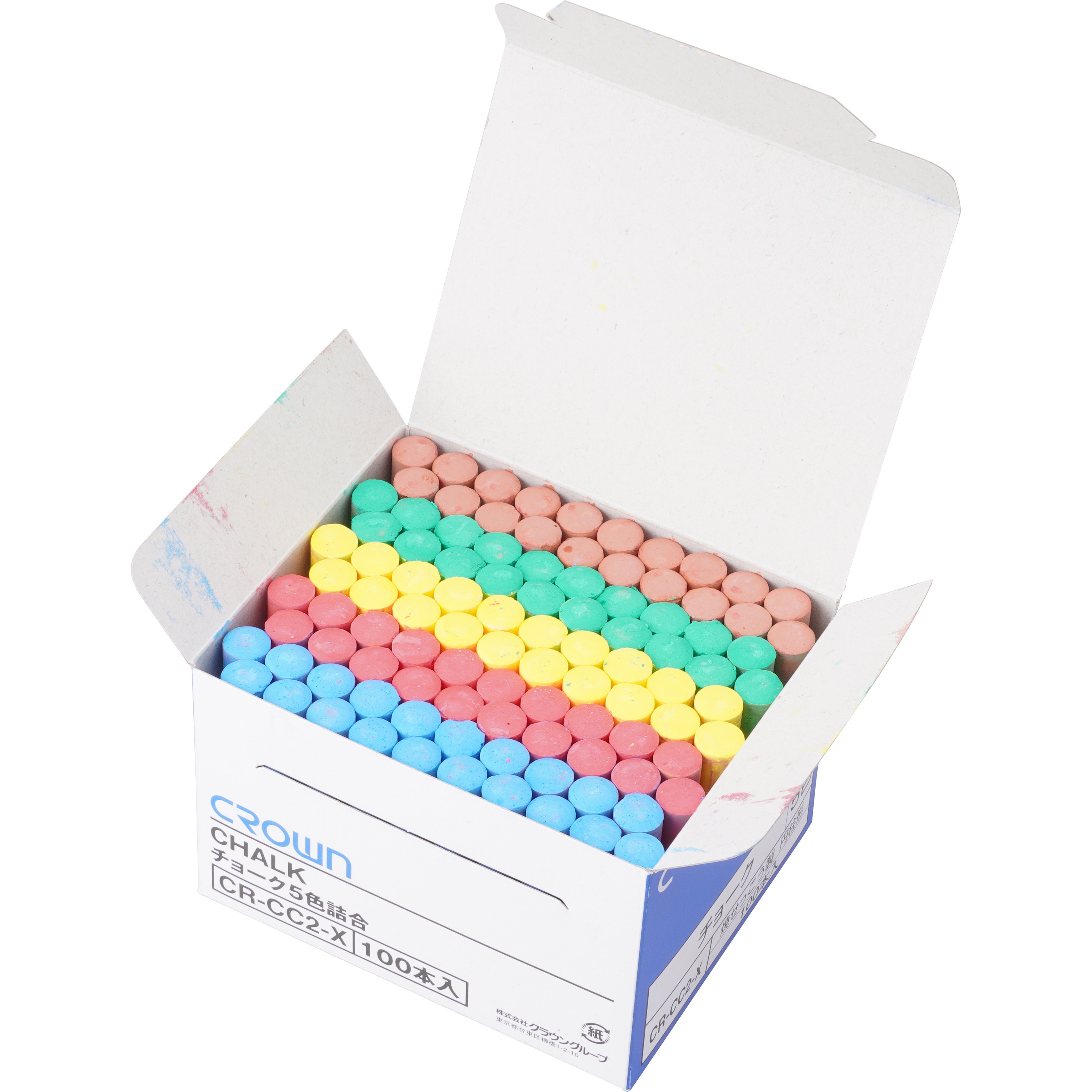 クラウン クラウンチョーク CR-CC2-BL 青 100本 クラウンチョーク 白14本・赤・青・黄各2本　CR-CC12-X - as kitchen（アズキッチン）