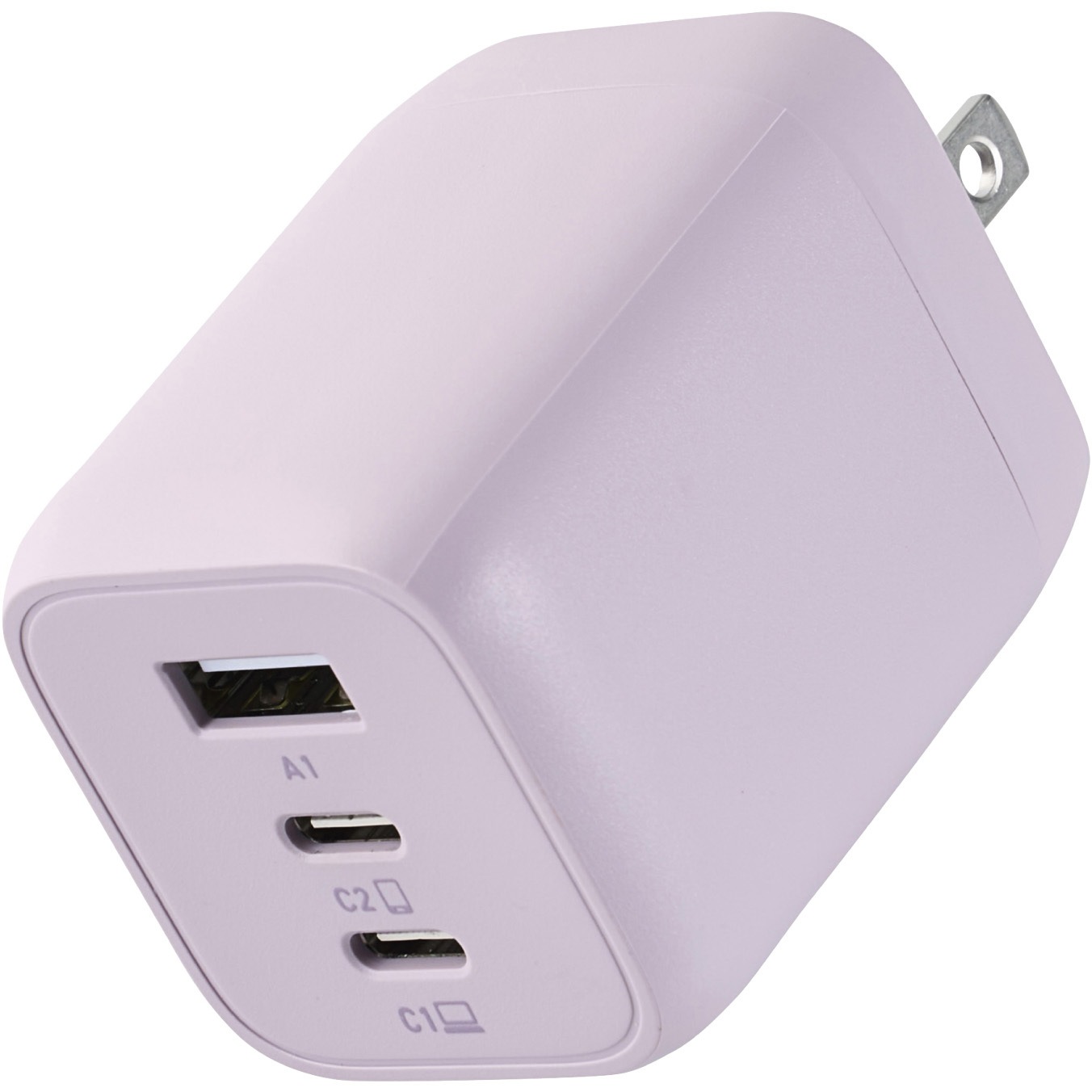 MPA-ACCP4465PU USB Type-C コンセント 充電器 PD 65W PPS USB-C×2 USB-A×1 折りたたみプラグ 小型 軽量 GaN採用 &me エレコム 3ポート ラベンダー色   MPA-ACCP4465PU