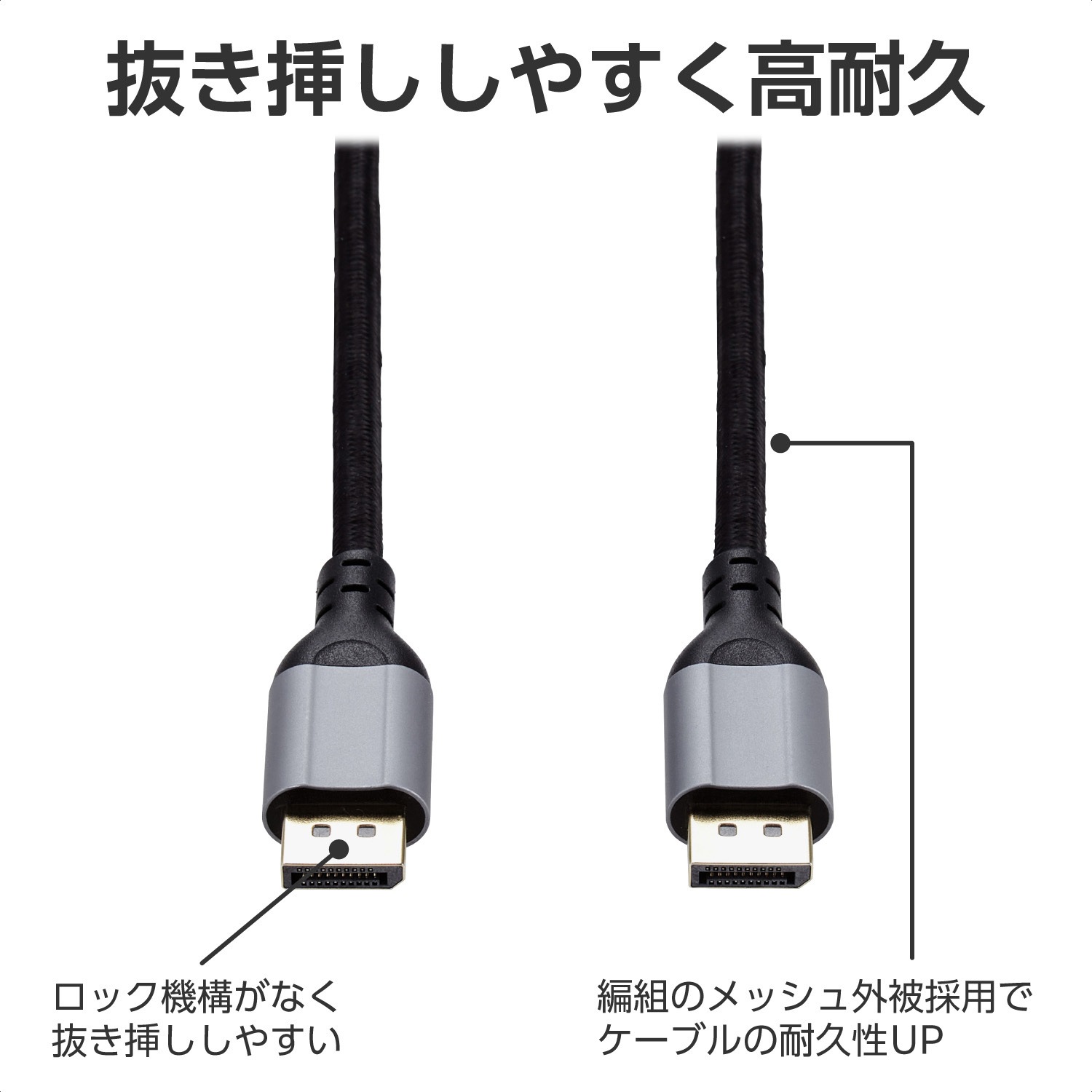 ECCAC-DP1210BK Displayport ケーブル 1.2規格 4K 60Hz ( DP to DP 