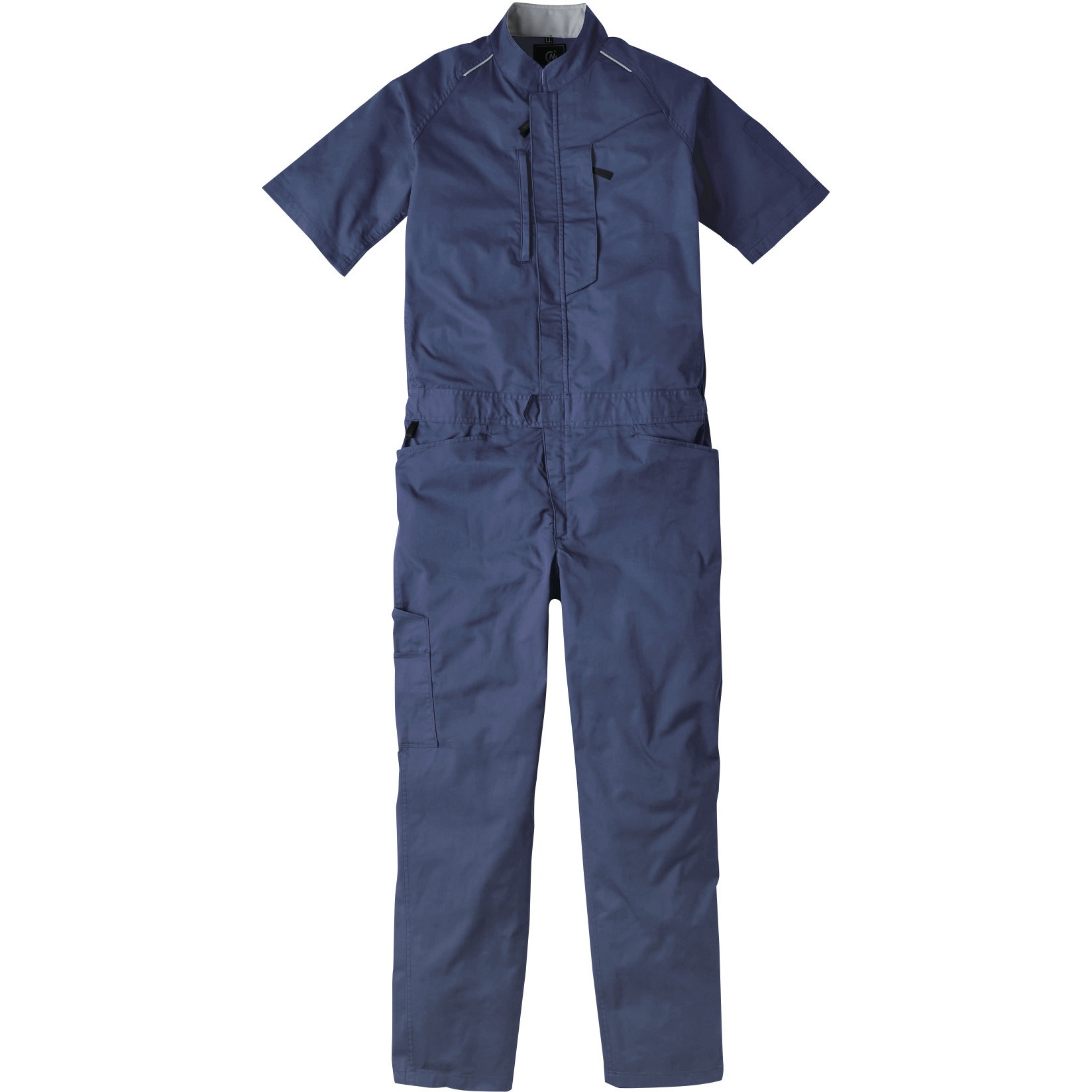 154 154 半袖ストレッチツナギ ROUND ONI ブルー色 サイズM着丈53cm