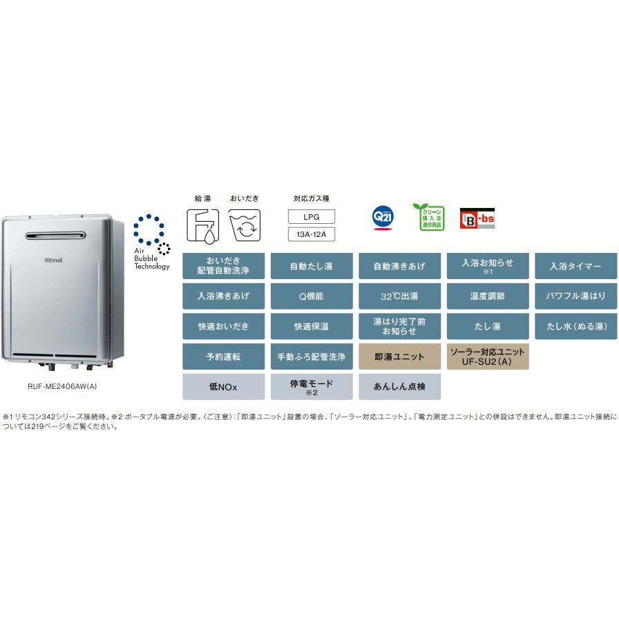 ガスふろ給湯器 マイクロバブルバスユニット内蔵(屋外壁掛型)