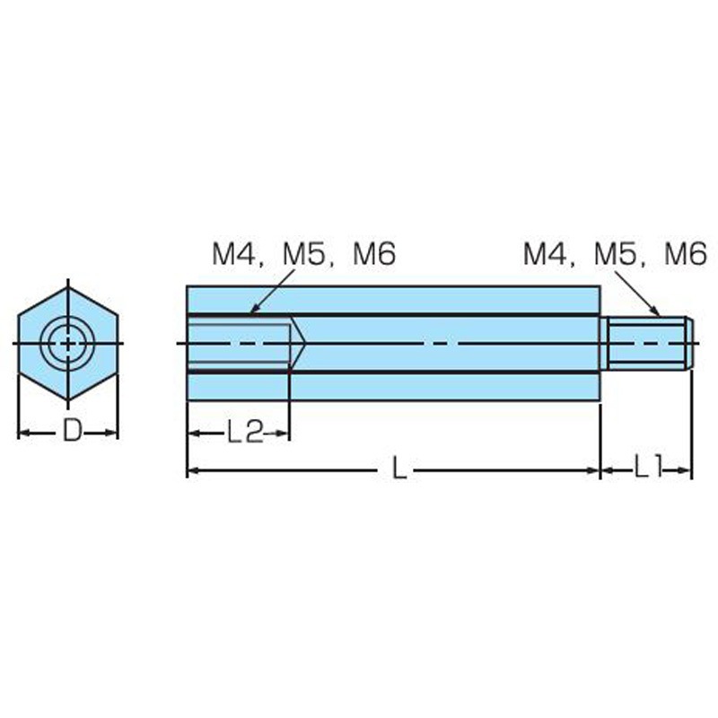 MKZ-525-BK 絶縁六角サポーター カメダデンキ ねじ径M5長さ25mm