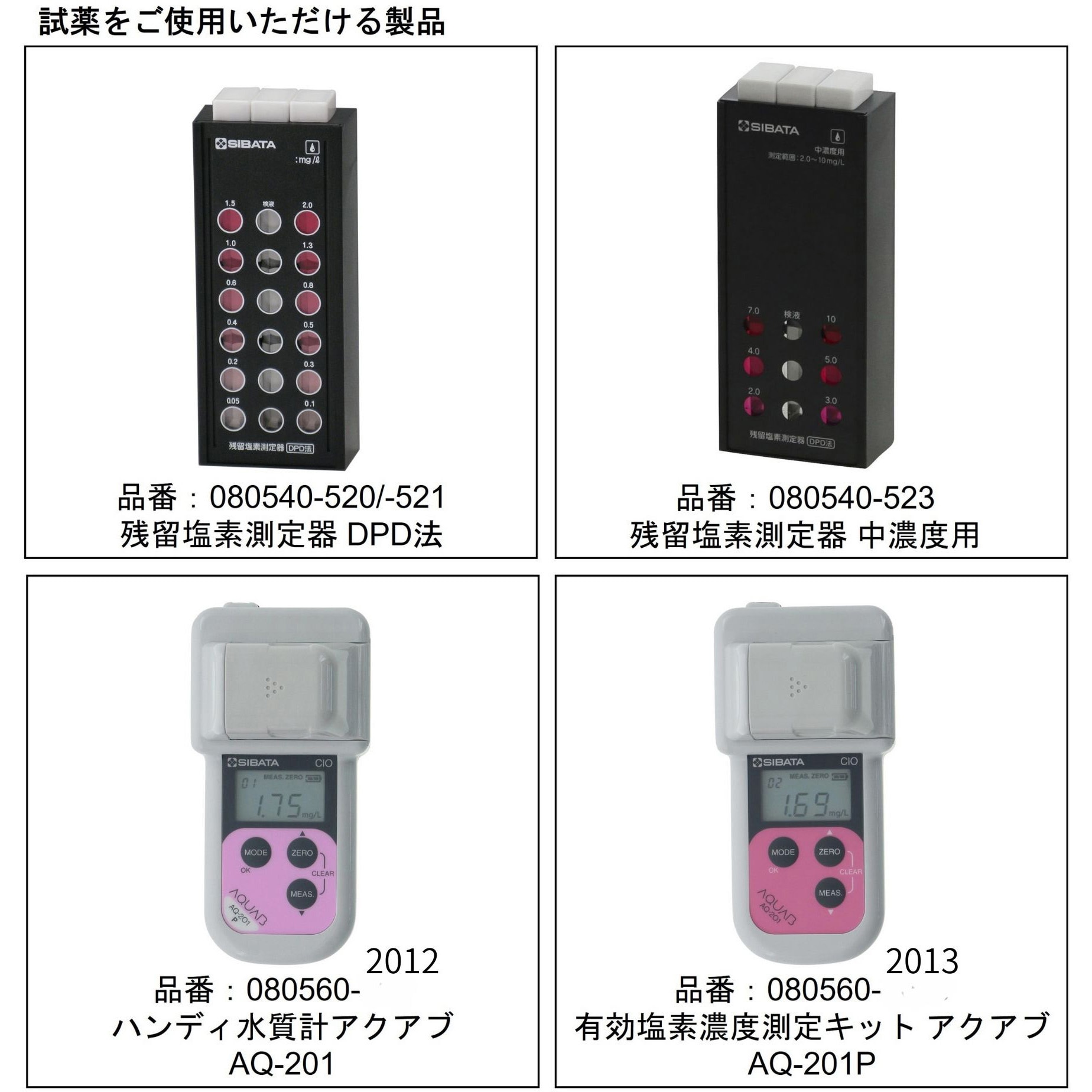 080540-503 残留塩素測定器用粉体試薬 DPD法用 1箱(500回分) SIBATA