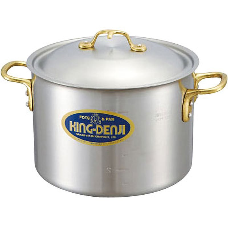 D-2 キングデンジ 半寸胴鍋(目盛付) ナカオアルミ 容量5.0L サイズ21cm  D-2