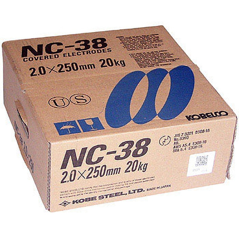 NC-38 ステンレス鋼用溶接棒 神戸製鋼 棒径2mm棒長250mm 1箱(20kg) NC
