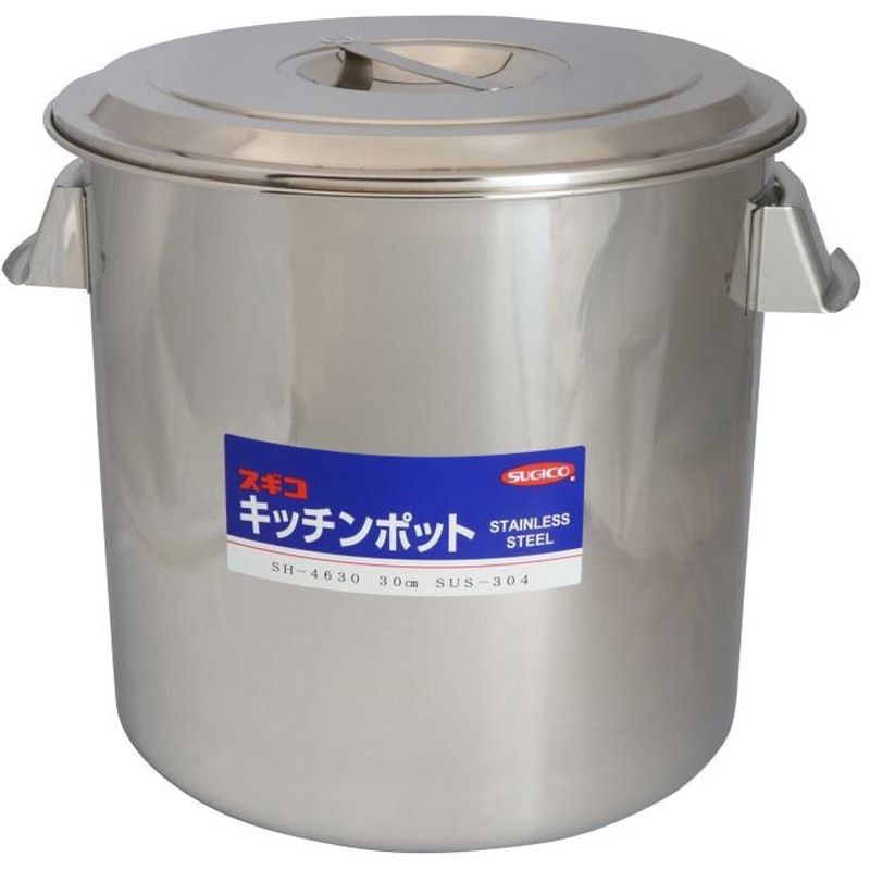 tecno000UK18-8ステンレス丸キッチンポット目盛付き 30 30cm 18-8 目盛付キッチンポット UK(三宝) 丸 容量21L 30cm