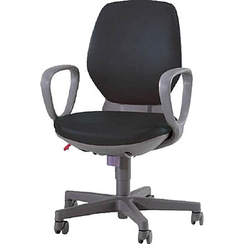 68685  (#2121Sブラック) アエバチェアー LION (ライオン事務器) ハイバック サークルアームタイプ 幅615mm奥行540mm高さ865～1005mm