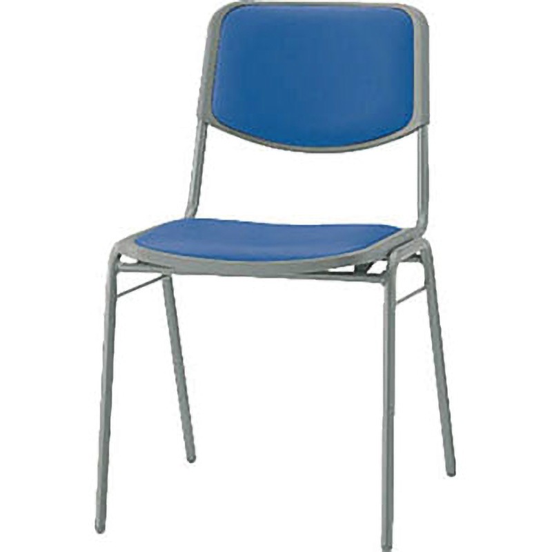 69880  (#1057Sブルー) スタッキングチェアー LION (ライオン事務器) ブルー色 キャスターなし 高さ750mm幅450mm奥行524mm