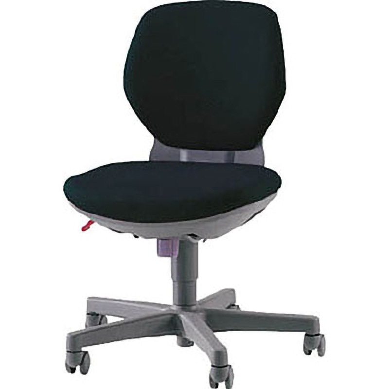 68696  (#2110Fブラック) チェアー #2110 LION (ライオン事務器) ローバック アームレスタイプ ブラック色 幅615mm奥行525mm高さ790～930mm