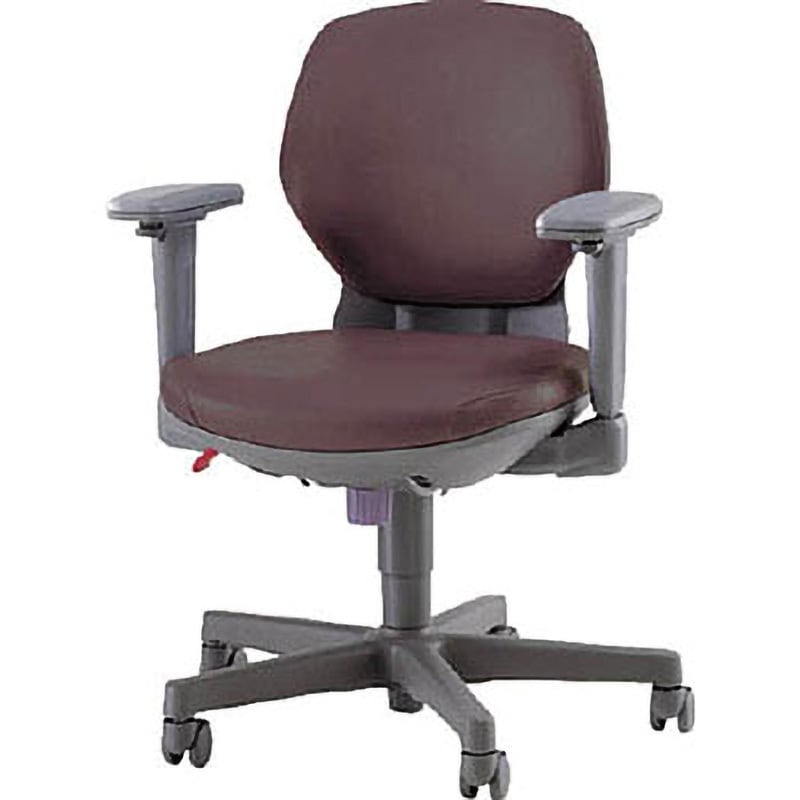 68478  (#2112Sダークブラウン) チェアー #2112 LION (ライオン事務器) ローバック フレキシブルアームタイプ ダークブラウン色 幅615mm奥行525mm高さ790～930mm