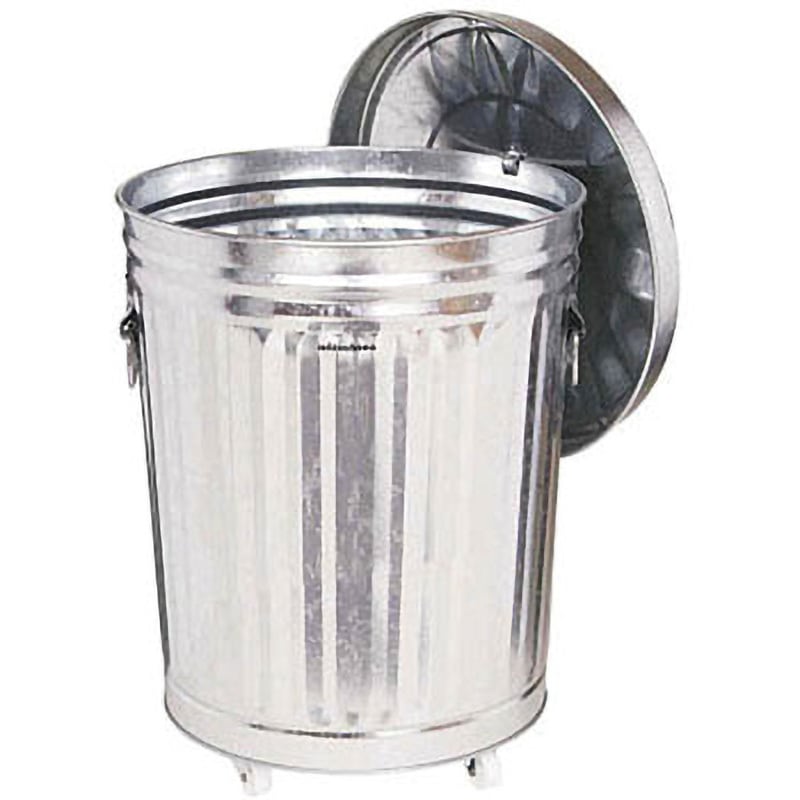 3670345 ダストBOX33C シルバー ミヅシマ工業 本体+フタ 丸型 かぶせ式