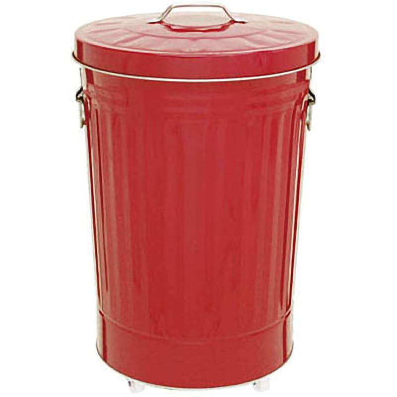 3670431 ダストBOX42C レッド ミヅシマ工業 本体+フタ 丸型 かぶせ式