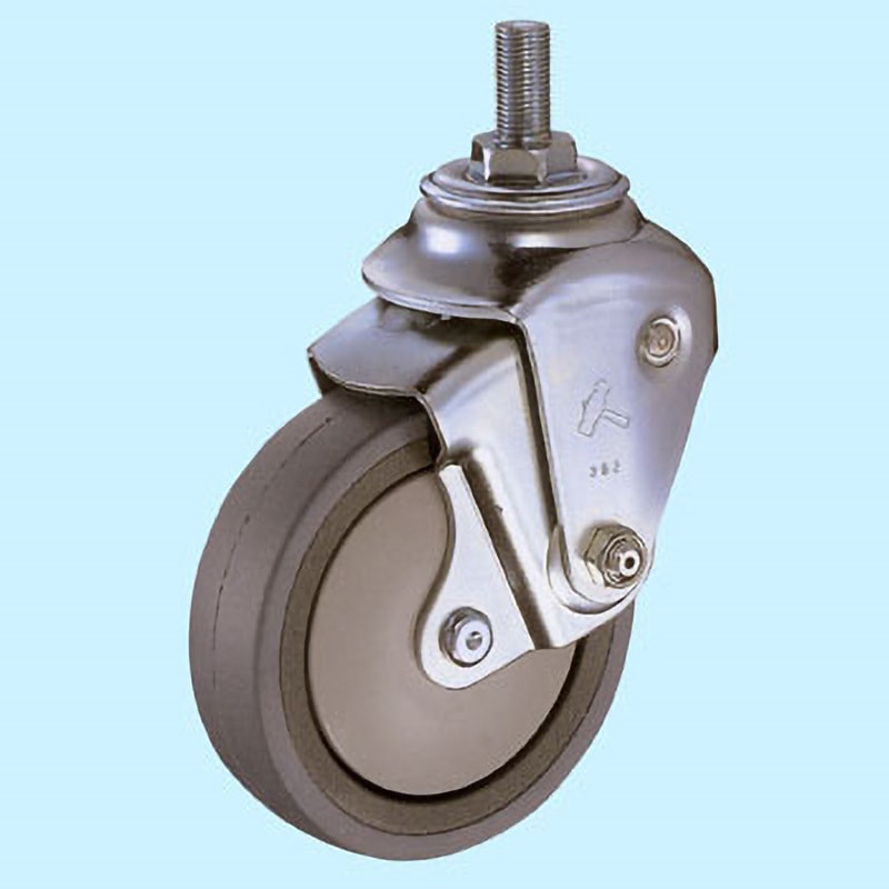 940BEA-UZ Φ2.3mm クッションキャスターEタイプ(ウレタン車) ねじ込式 ハンマーキャスター 三価クロム化成処理仕上 車輪径100mm車輪幅27mm
