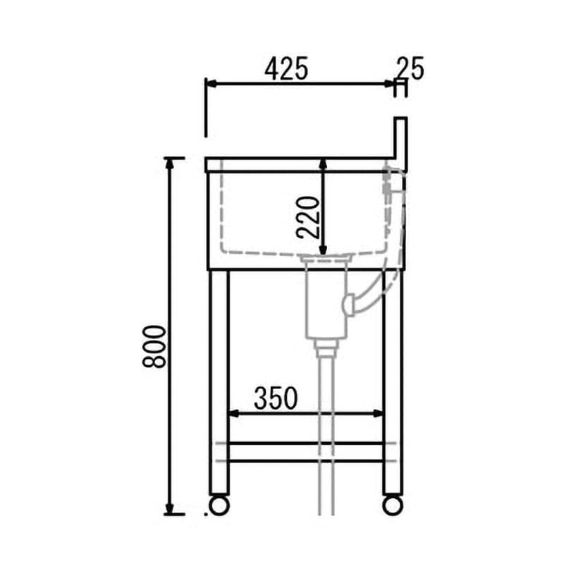 KPM1-1200-L 一槽水切り付きステンレスシンク(SUS430) 東製作所 奥行450mm間口1200mm高さ800mm - 【通販モノタロウ】