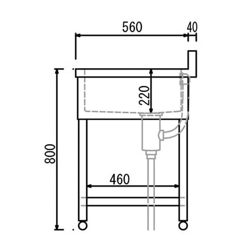 HPM1-900-L 一槽水切り付きステンレスシンク(SUS430) 東製作所 奥行600mm間口900mm高さ800mm - 【通販モノタロウ】