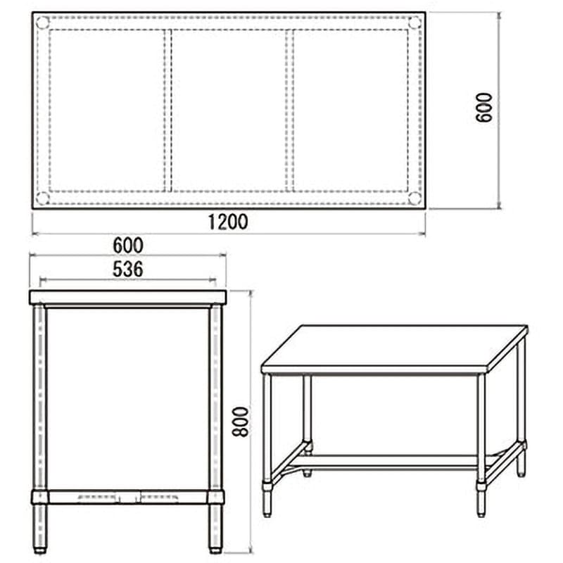 ステンレス作業台(H枠仕様)(SUS430) 間口1800mm奥行900mm高さ800mm WH-18090