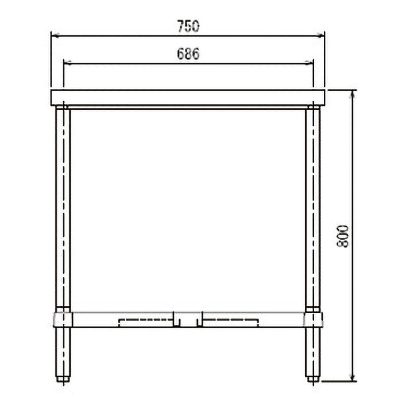 WHN-18075 ステンレス作業台(H枠仕様)SUS304 シンコー 間口750mm奥行