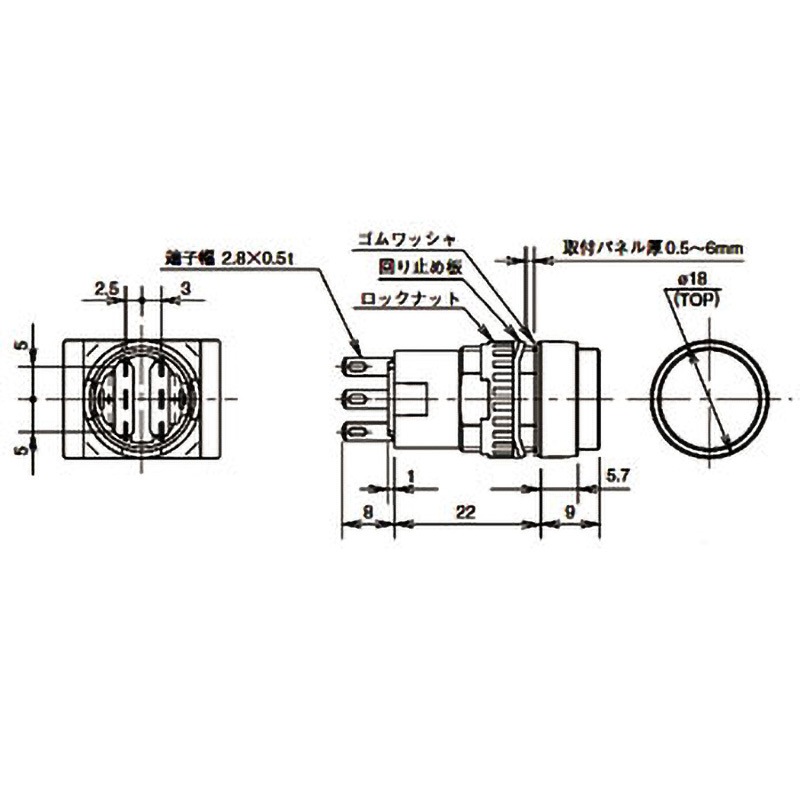 AB6M-M1R Φ16 A6シリーズ 押ボタンスイッチ(丸突形) IDEC(和泉電気