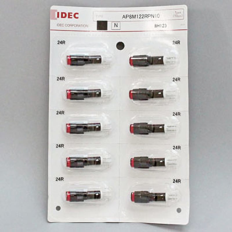 AP8M122RPN10 APシリーズ LED式小形表示灯Φ8(丸平形) IDEC(和泉電気) 取付穴径8.1(+0.2～0)mm 1箱(10個)