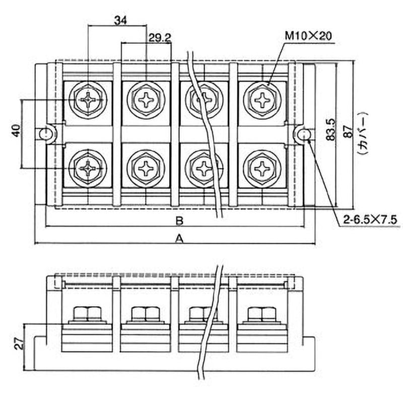 TC200C02 ねじ端子台(組式) 240A TC200シリーズ パトライト(旧春日電機) 直付け ネジ式 端子間ピッチ34mm -  【通販モノタロウ】