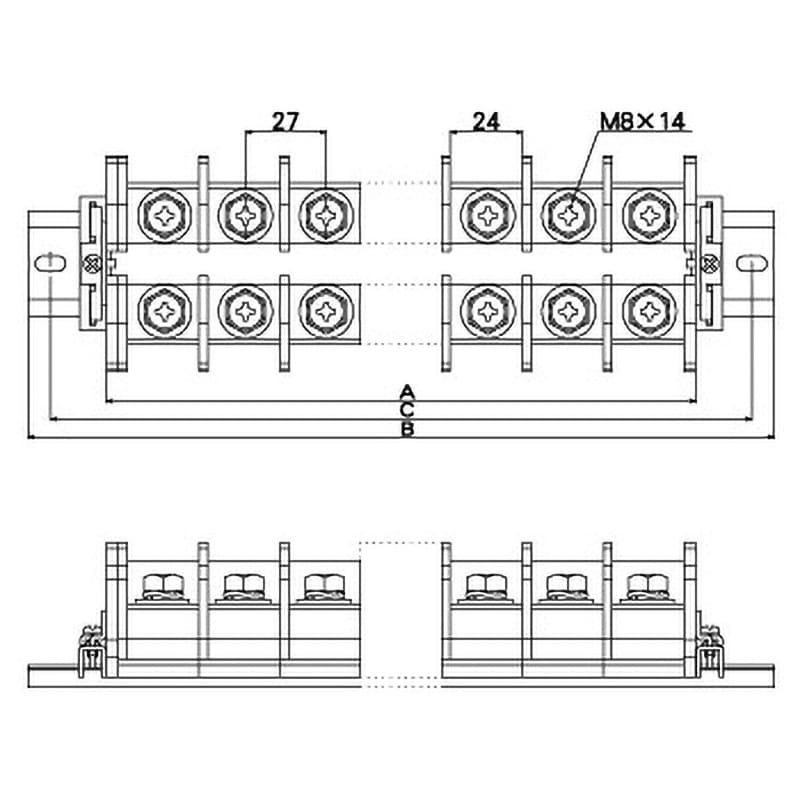 レール式端子台 TXシリーズ 端子間ピッチ27mm 1箱(6個) TX100