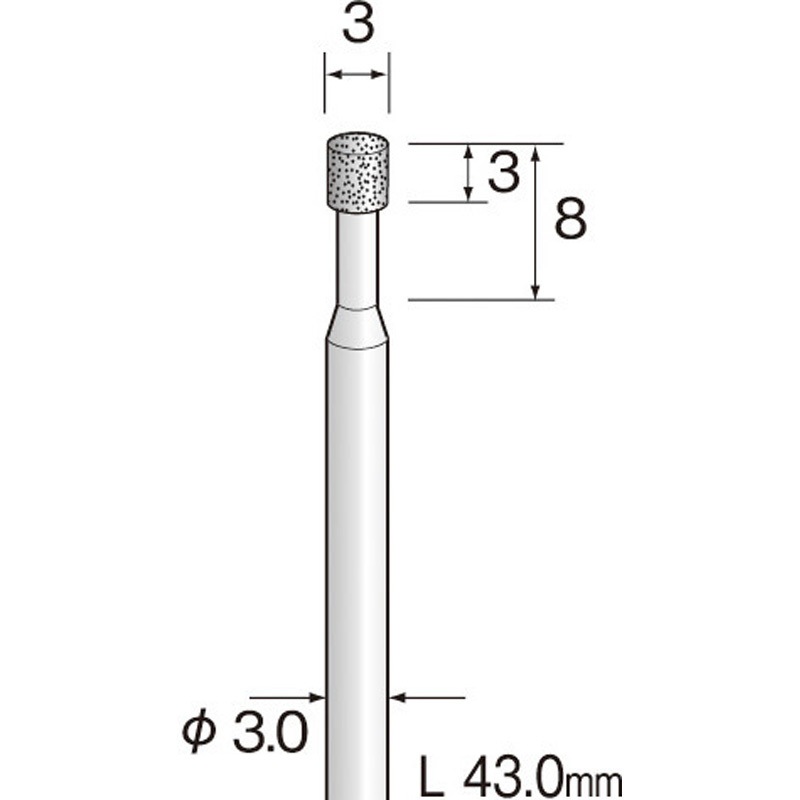 JA1311 ミニモ ハイセラミックダイヤモンドバー ミニター 粒度180 軸径3mm外径3mm  JA1311