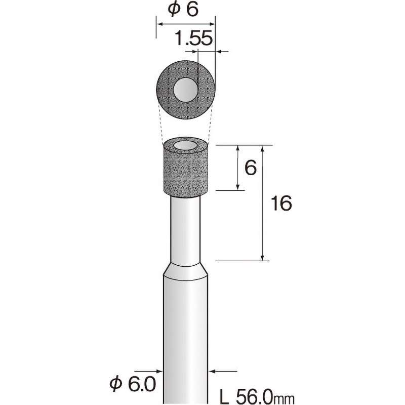 JA2251 ミニモ ビトリファイドCBNバー#180 Φ10 ミニター 軸径6mm外径6mm  JA2251軸付研磨