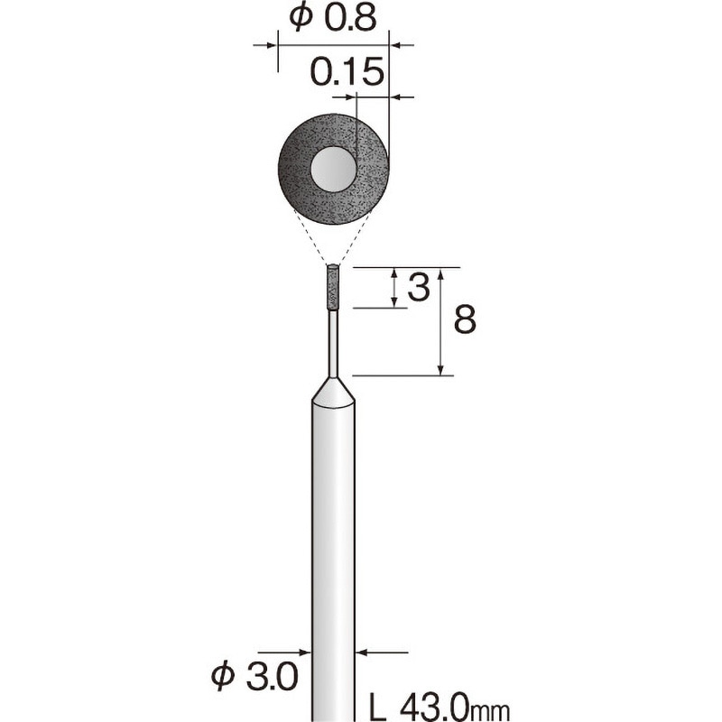 JA2201 ミニモ ビトリファイドCBNバー#180 Φ10 ミニター 粒度340 軸径3mm外径0.8mm  JA2201 5,898円
