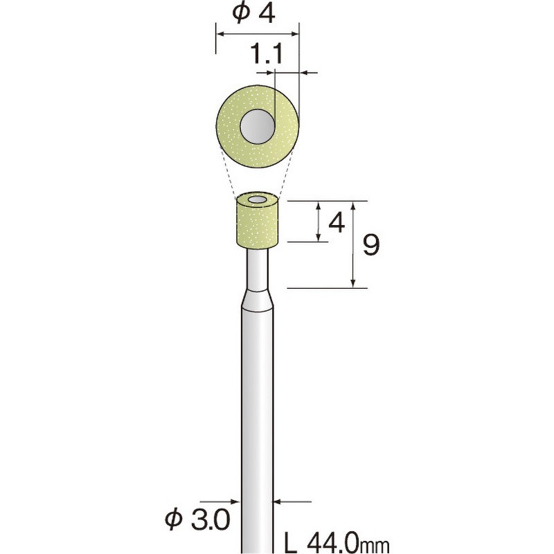 JA1205 ミニモ ビトリファイドダイヤモンドバー ミニター 粒度180 軸径3mm外径4mm  JA1205