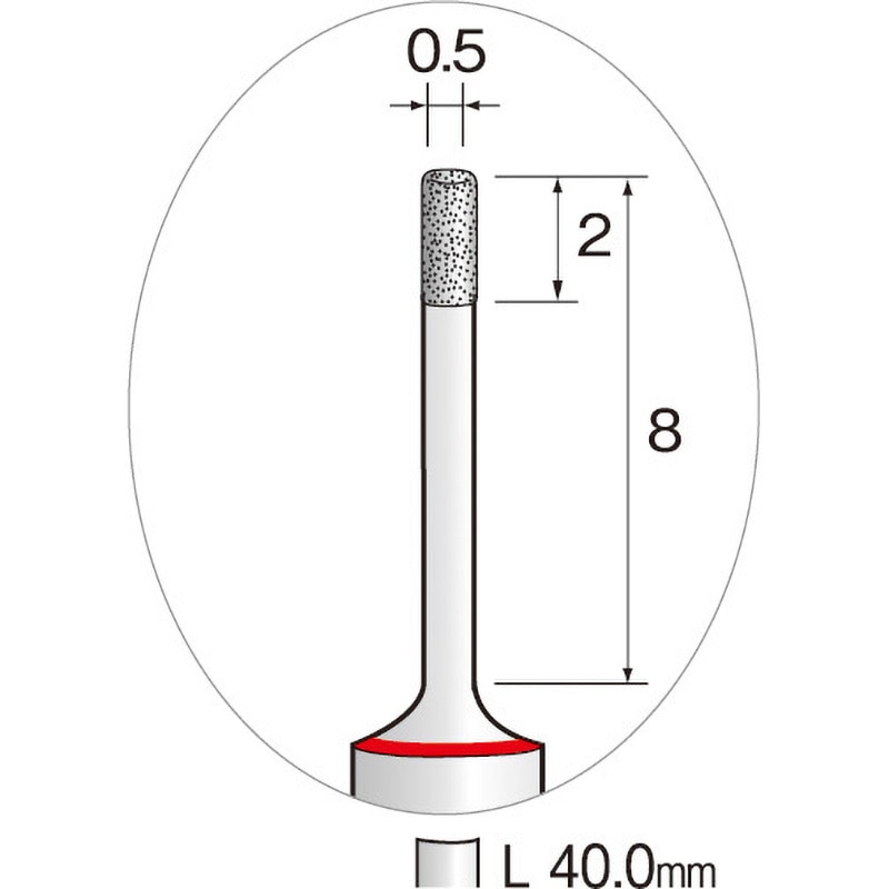 JA2007 ミニモ 精密電着CBNバー 超硬軸 ミニター 粒度325 軸径3mm外径0.5mm  JA2007