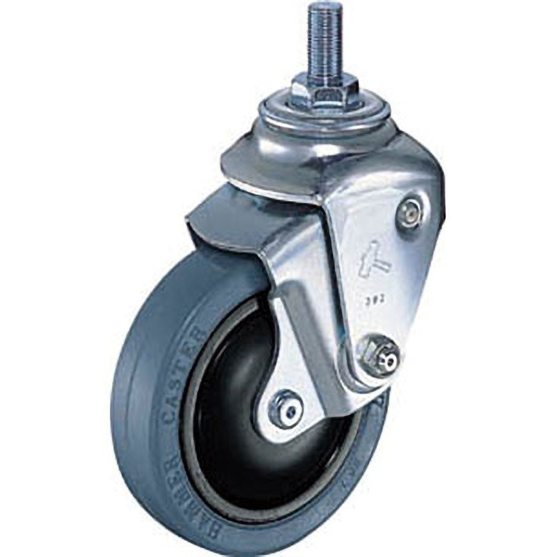 940BEA-FR100-M1232 クッションキャスターM12X1．75線径3．2 ハンマーキャスター 単輪 三価クロム化成処理仕上 車輪幅27mm  940BEA-FR100-M1232