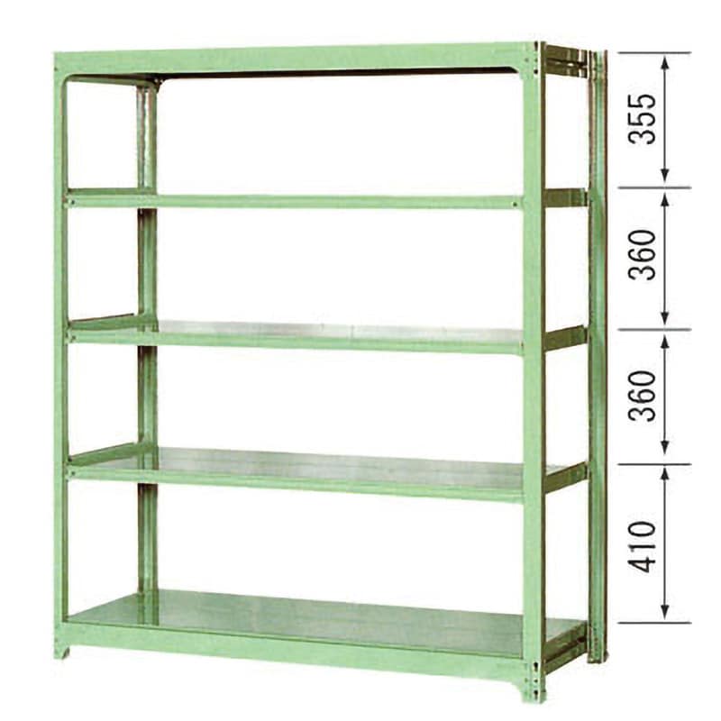 MBL-64M5-S 中量ラック 300kg 単体 高さ1800mm モノタロウ 5段 ボルトレス ライトグリーン色 間口1255mm奥行620mm  MBL-64M5-S - 【通販モノタロウ】