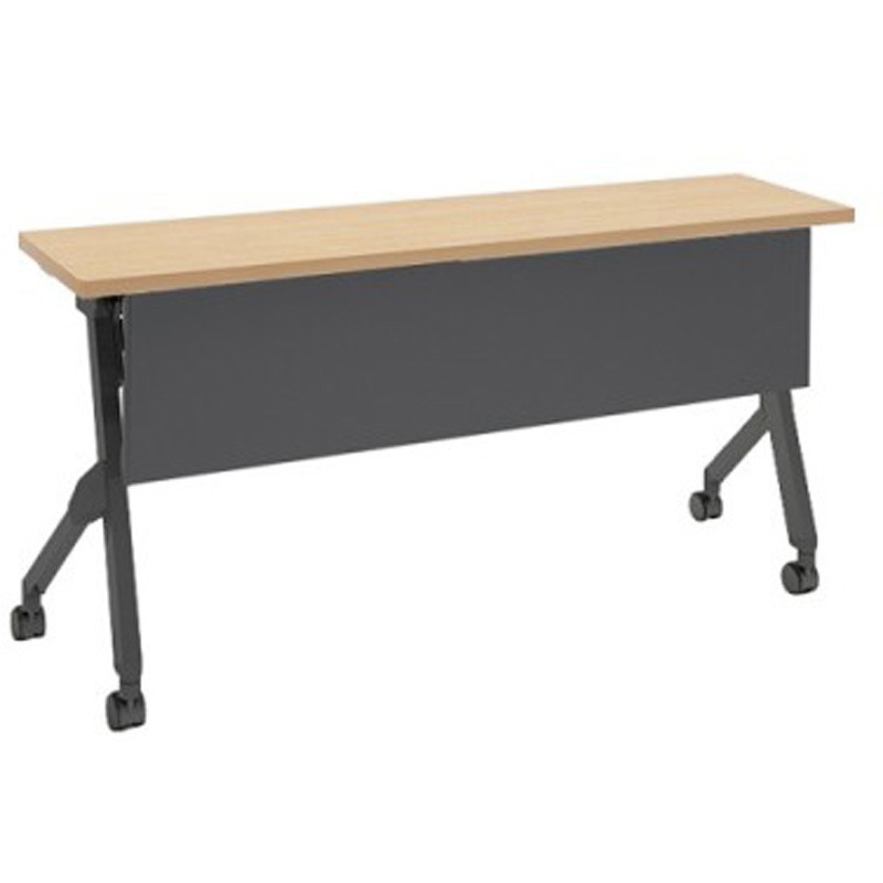 81F1HJ MK37 フラプター ブラック脚 棚板付 幕板付 オカムラ(岡村製作所) メラミン化粧板 キャスター有 ネオウッドライト 幅1500mm奥行400mm高さ720mm  81F1HJ MK37