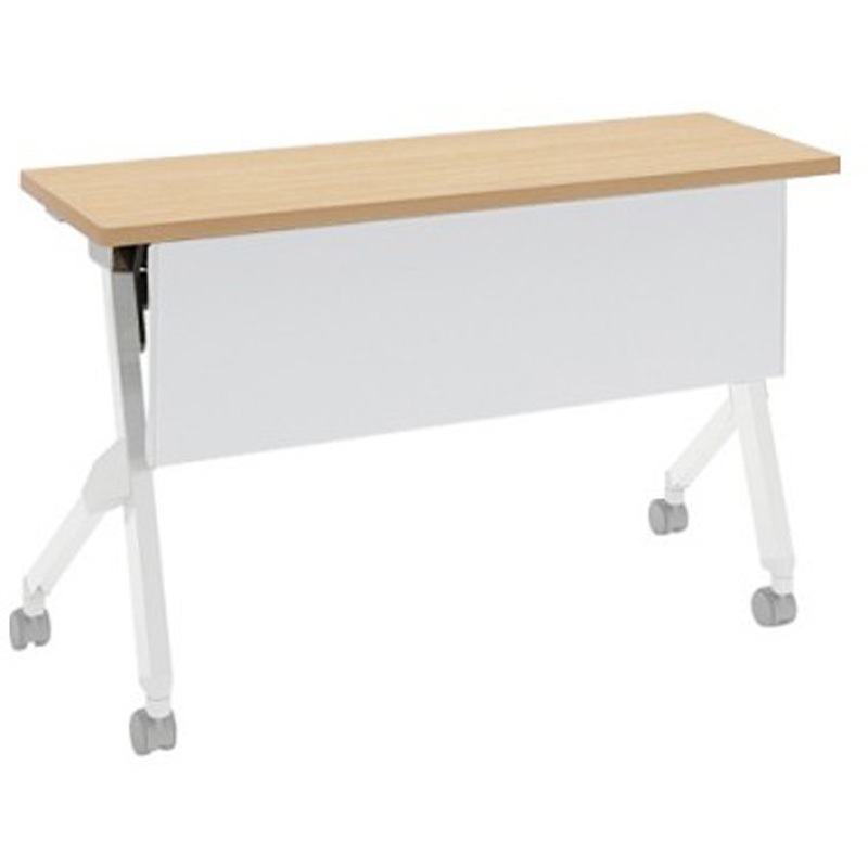 81F1NK MK37 フラプター ホワイト脚 棚板付 幕板付 オカムラ(岡村製作所) メラミン化粧板 キャスター有 ネオウッドライト 幅1200mm奥行400mm高さ720mm  81F1NK MK37