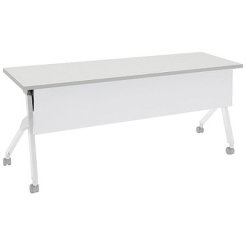 81F1NB MG99 フラプター ホワイト脚 棚板付 幕板付 オカムラ(岡村製作所) メラミン化粧板 キャスター有 幅1800mm奥行600mm高さ720mm  81F1NB MG99