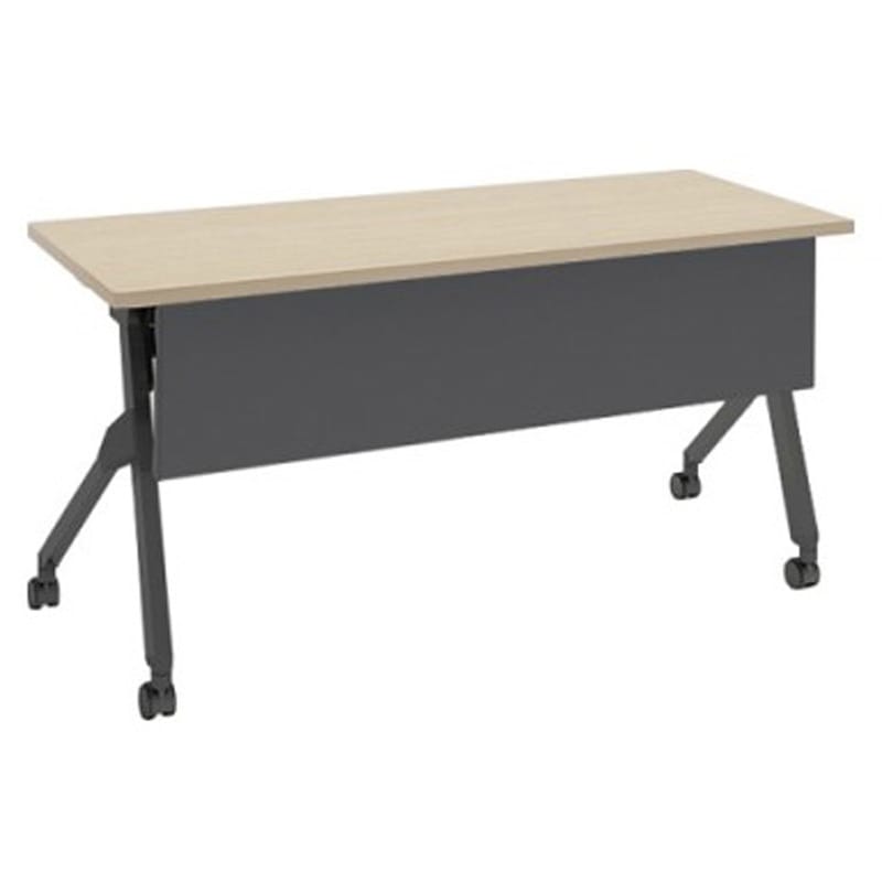 81F1HD MX61 フラプター ブラック脚 棚板付 幕板付 オカムラ(岡村製作所) メラミン化粧板 キャスター有 プライズウッドライト 幅1500mm奥行600mm高さ720mm  81F1HD MX61