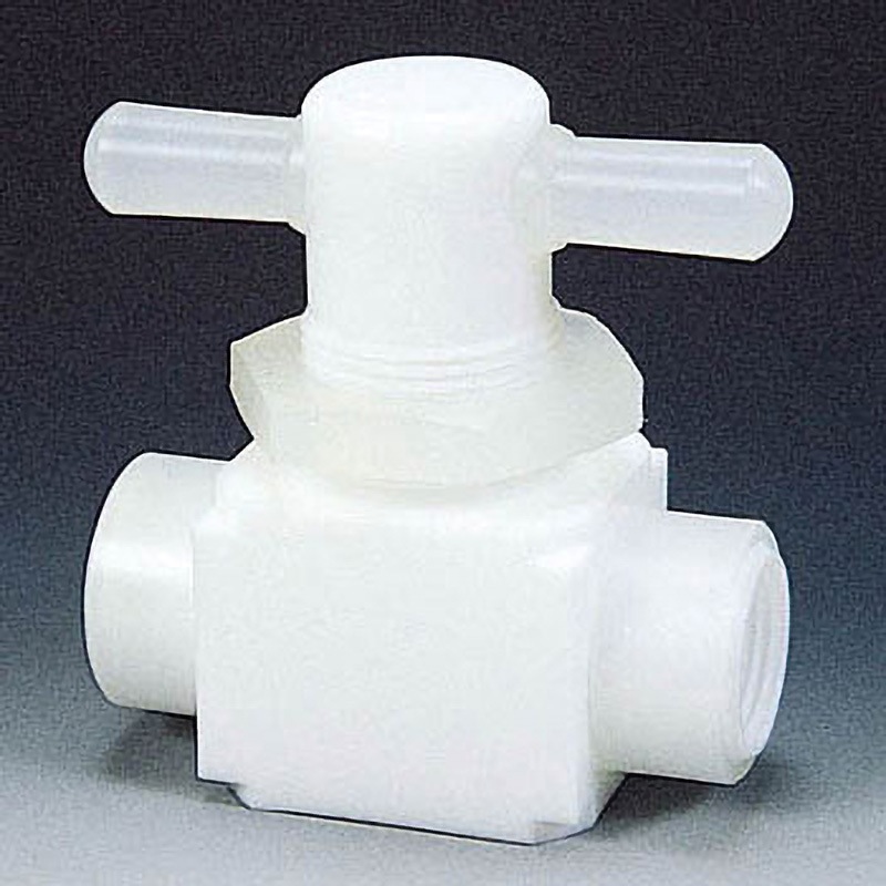 NR0010-002 PTFE メス二方パネル付バルブ圧入型 RC3/8 フロンケミカル 接続Rc ストレート